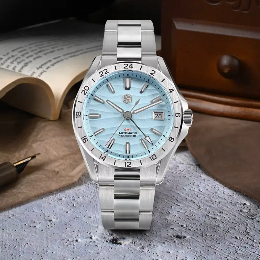 San Martin New 39mm Luxury Men’s Business Dress GMT Watch - Picture 1 of 9